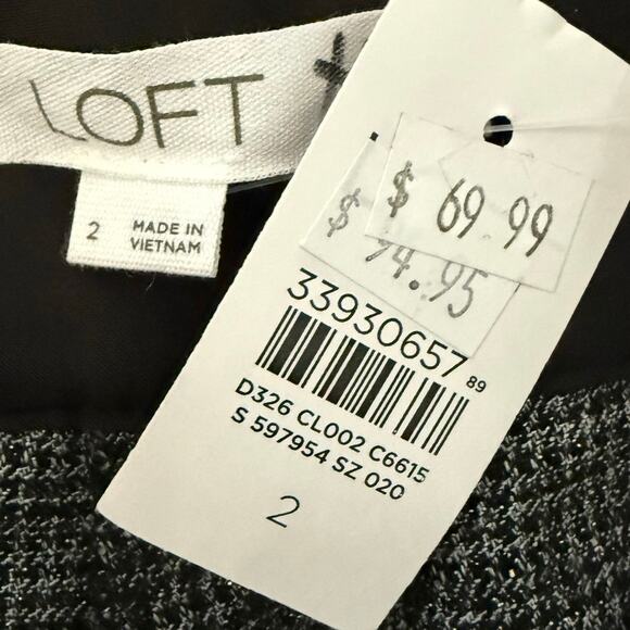 LOFT Women’s 2 Gray Sequin Ankle Cropped Dress Pants Tweed Sparkle - Picture 5 of 9